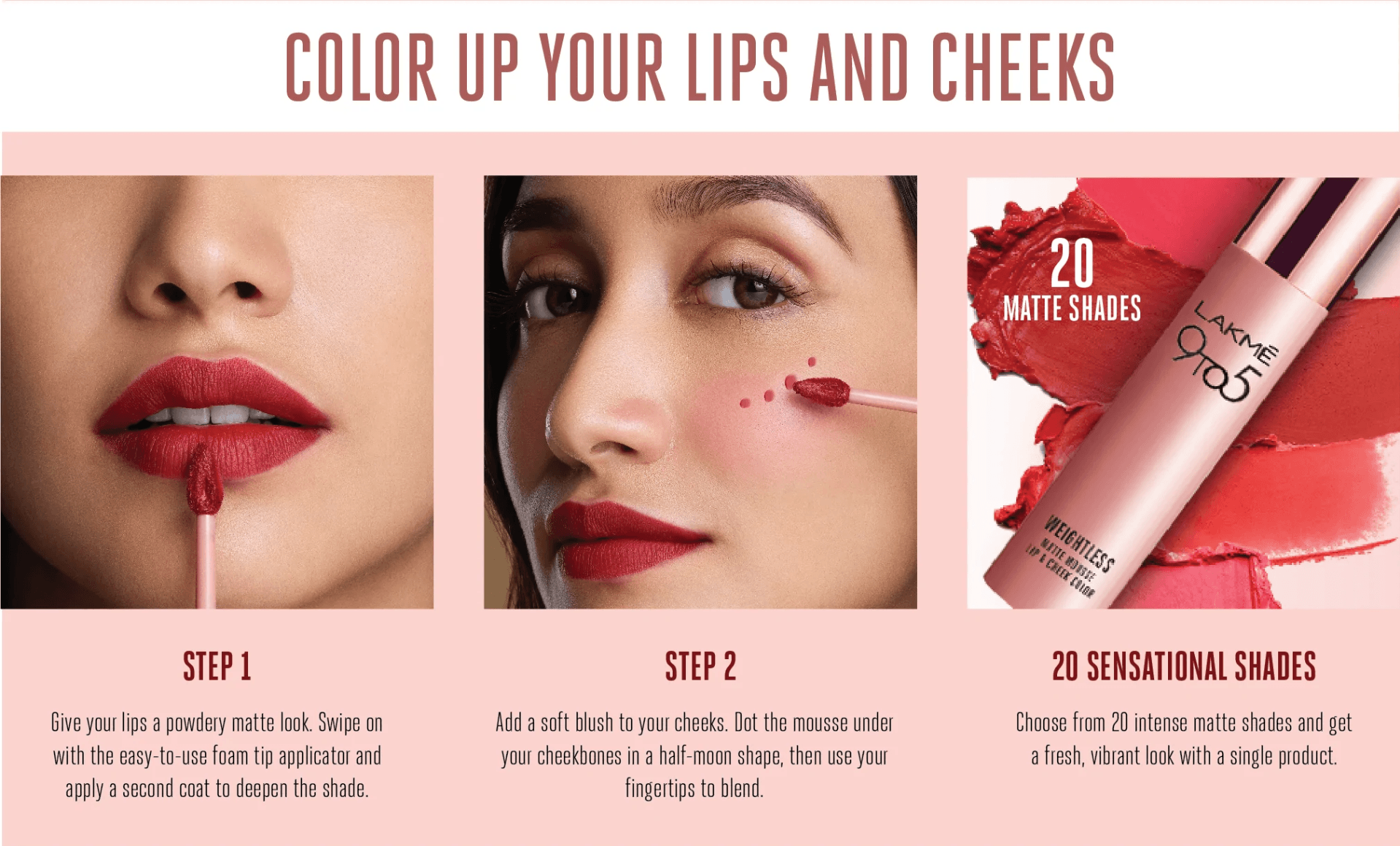 Buy Lakme 9 To 5 Weightless Matte Mousse Lip And Cheek Color 9g Online In India On 1394