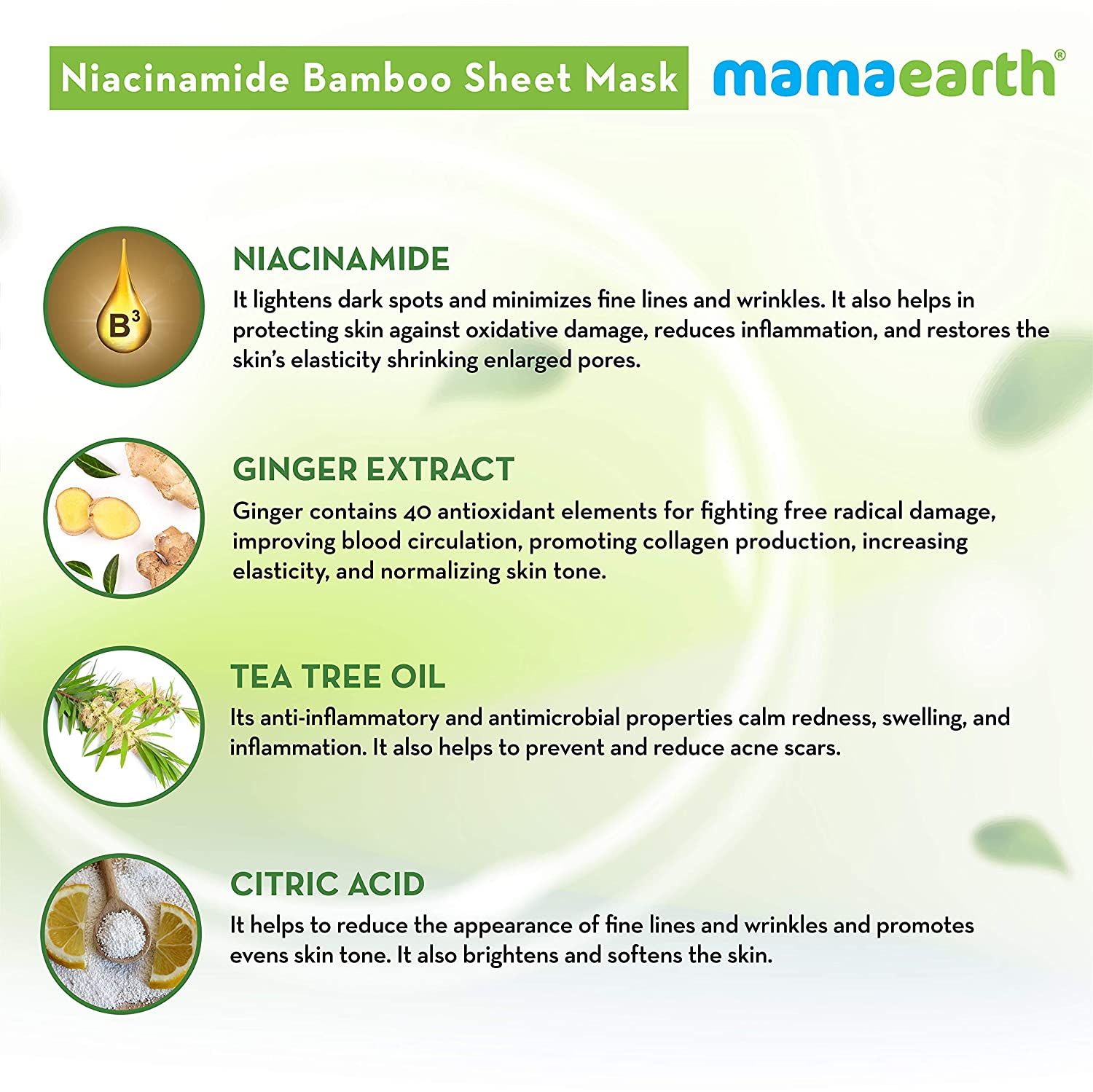 Foxy.in Buy mamaearth Bamboo Sheet Mask with Niacinamide & Ginger