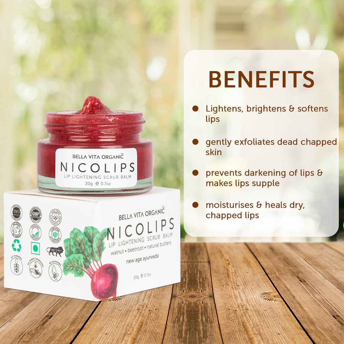 Foxy.in : Buy Bella Vita Organic NicoLips Lip Lightening Scrub For Dark ...