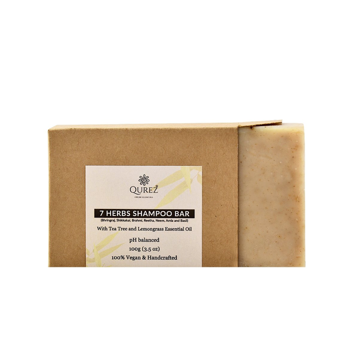 Foxy.in Buy Qurez 7 Herbs Shampoo Bar with Tea Tree and Lemongrass