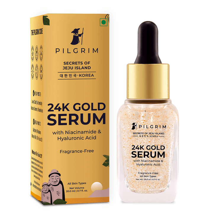 Foxy.in : Buy Pilgrim 24K Gold Face Serum with Niacinamide & Hyaluronic ...