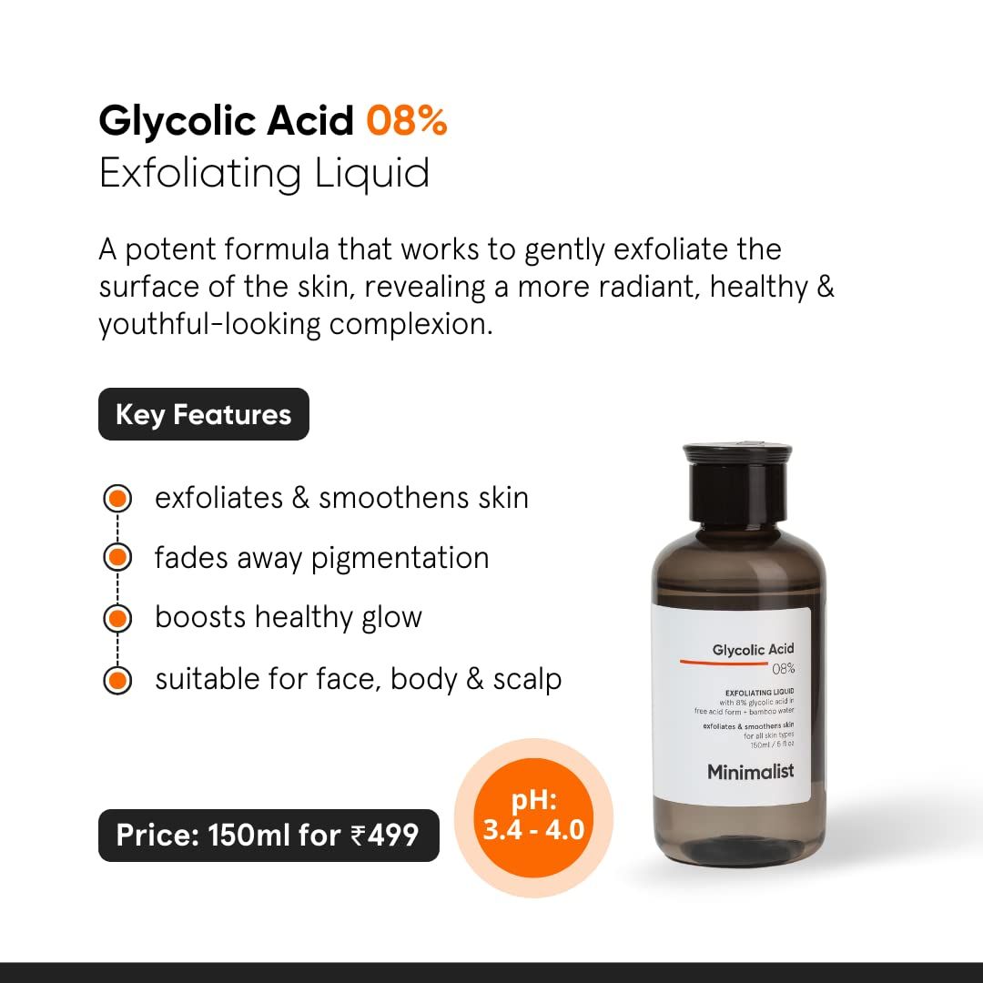 Buy Minimalist 8 Glycolic Acid Face Toner 150ml Online In India On Foxy Free 6354