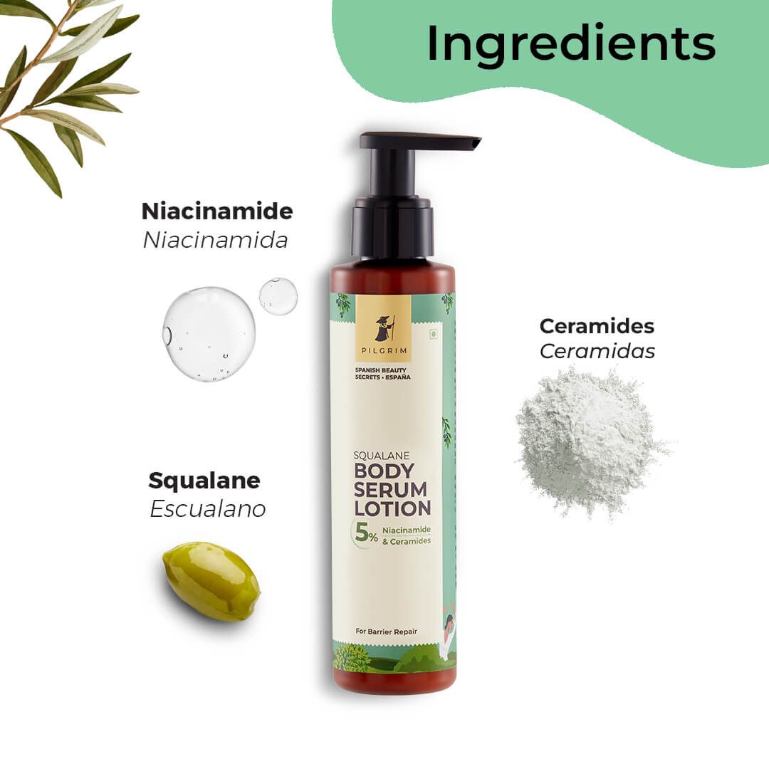 Foxy.in Buy Pilgrim Squalane Body Serum Lotion 5 Niacinamide