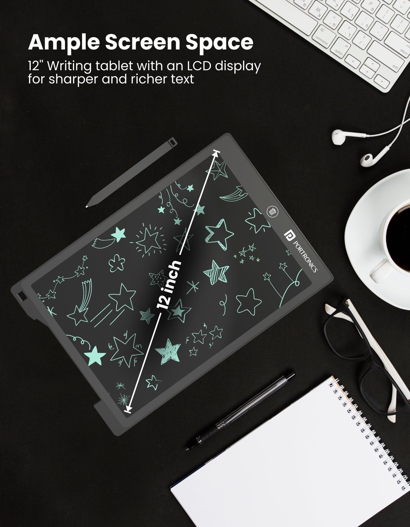 Foxy.in Buy Portronics Ruffpad 12D ReWriteable 12" LCD Writing Pad