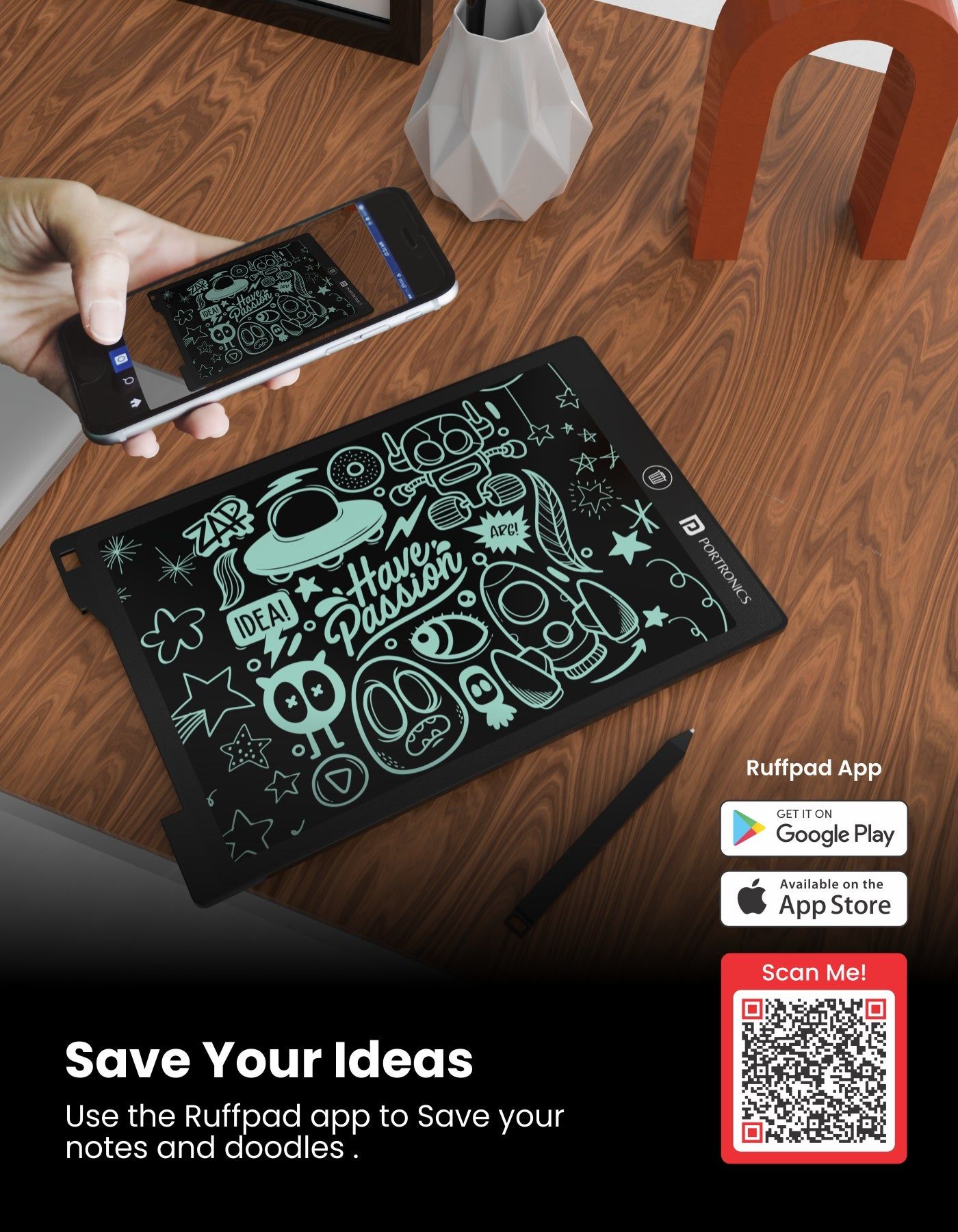 Foxy.in Buy Portronics Ruffpad 12D ReWriteable 12" LCD Writing Pad