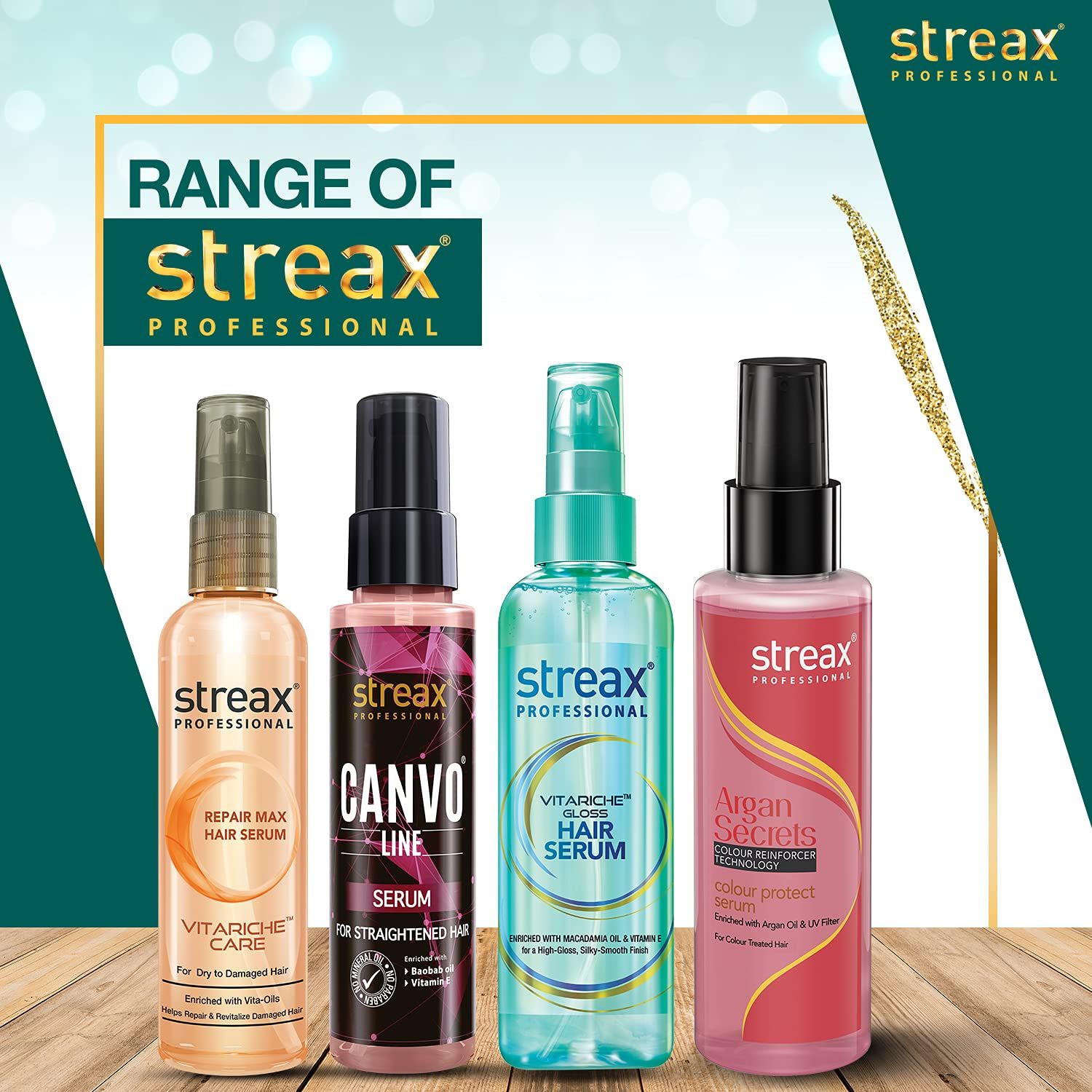  : Buy Streax Professional Vitariche Gloss Hair Serum (115ml) online  in India on Foxy. Free shipping, watch expert reviews.