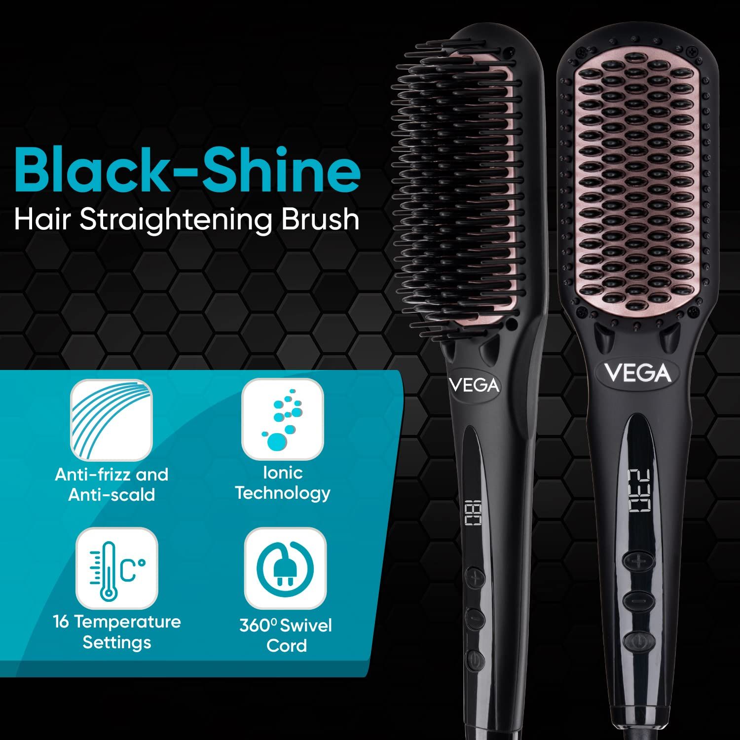 Foxy.in Buy Vega Black Shine Hair Straightening Brush VHSB04