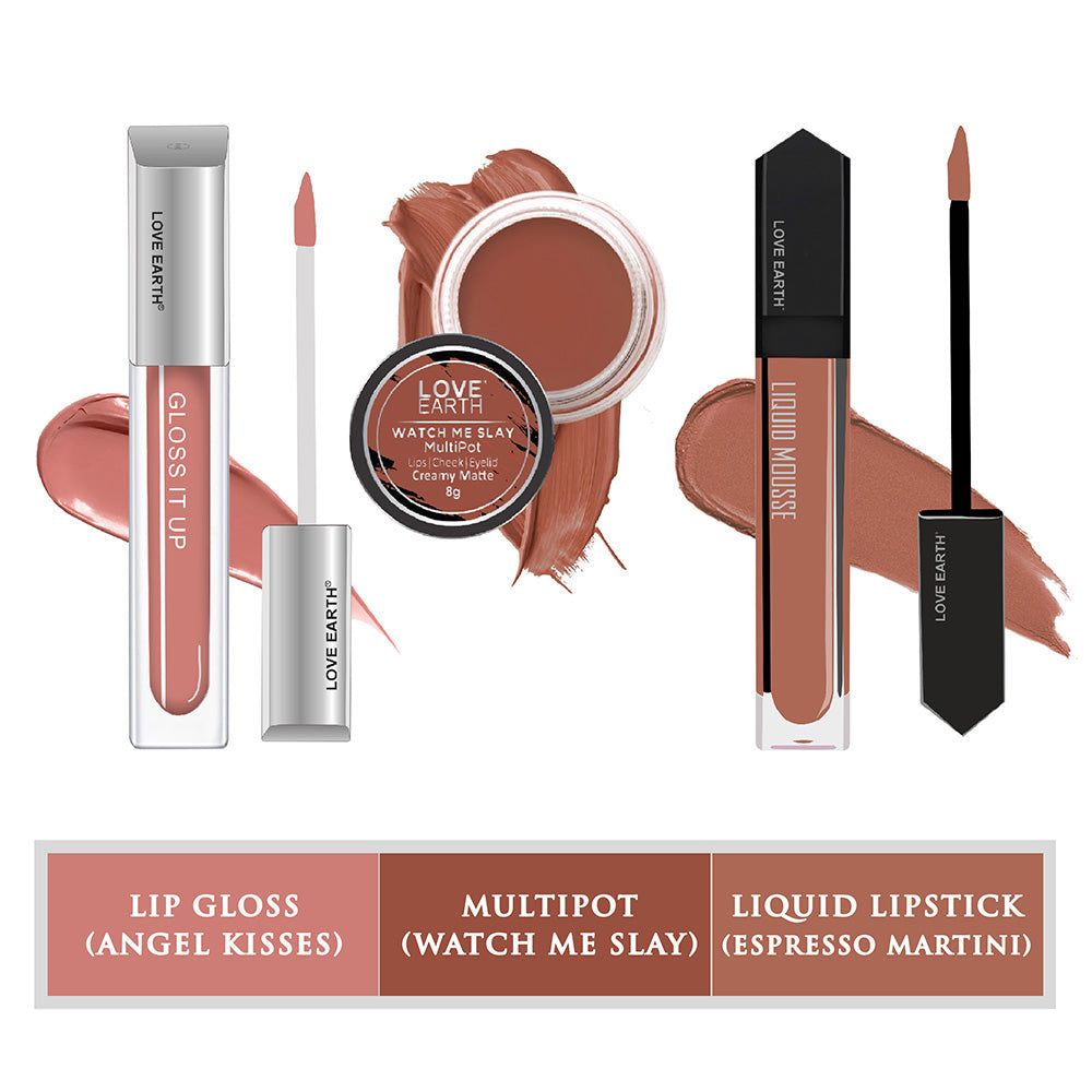 Buy Love Earth Lip And Cheek Tint & Liquid Lipstick Combo| Includes Liquid  Mousse Lipstick -Bottomless mimosas Matte Finish-6ml & Lip And Cheek Tint  Multipot -Watch Me Slay Creamy Matte-8gm Online at